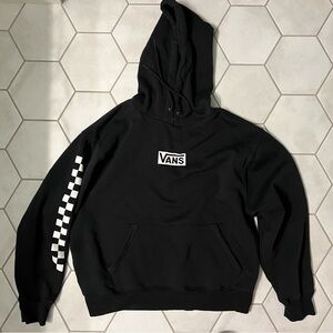 Like New, Vans Black Versa Hoodie with Checkered Sleeve